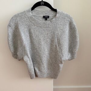 Express Light Gray Short-Sleeve Crewneck Sweater